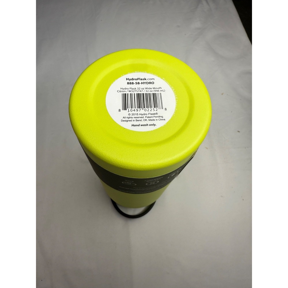 EXTREMELY RARE! Hydro Flask Wide Mouth With Straw Cap 32oz Citron - Picture 3 of 4